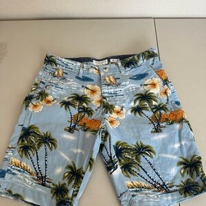 Denim & Flower Blue Tropical Shorts